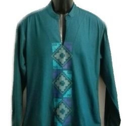 Camisa de Lino con Diseño Mapuche talla M