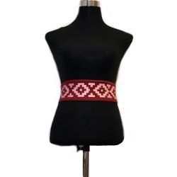 Cinturón Estampado Burdeo Ngümin blanco Mapuche