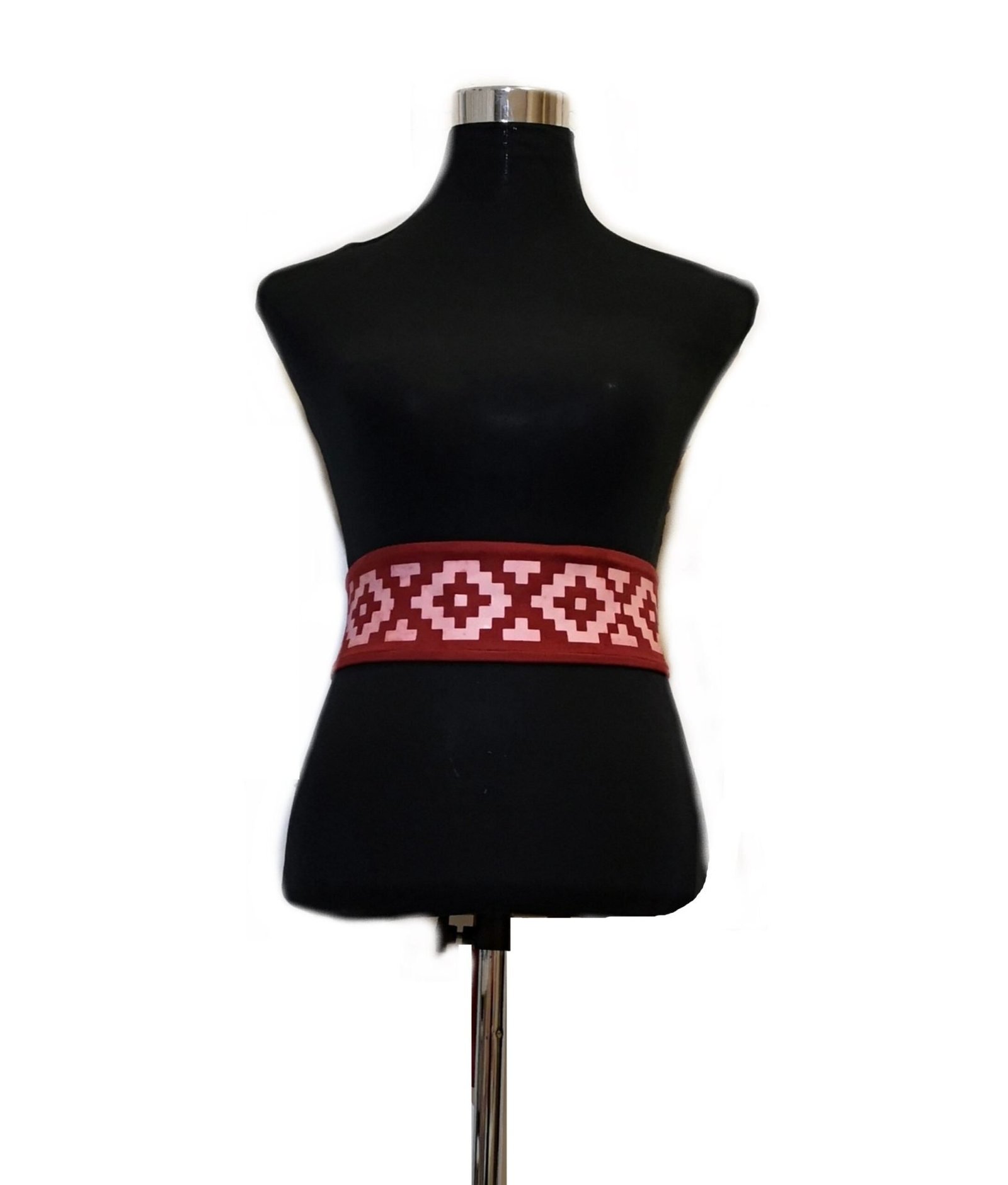 Cinturón Estampado Burdeo Ngümin blanco Mapuche