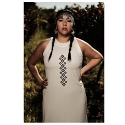 Vestido Yancol Blanco largo con iconografia