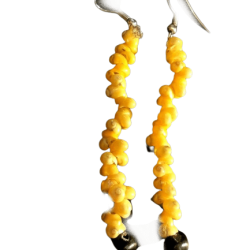 Aros largos con conchitas pipi amarillo Colgantes 10cm