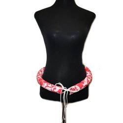 Cinturon De Entrenamiento, Tela Color blanco con hibisco rojo
