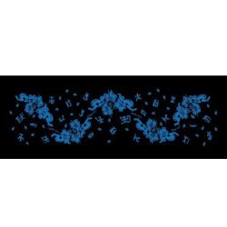 Pareo Corto Napohe flores pajaro negro / azul 1,75X0,6MTS