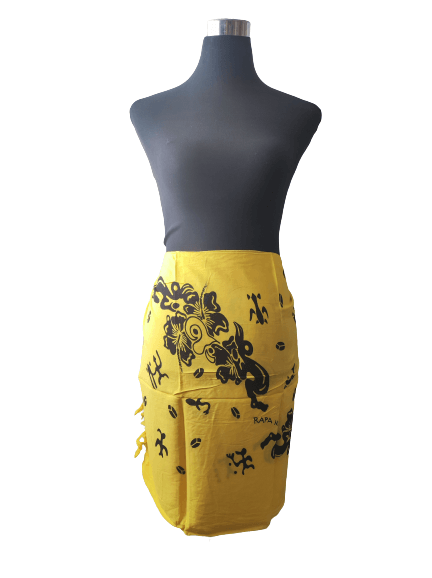 Pareo Corto Napohe flores pajaro amarillo / negro 1,75X0,6MTS - Imagen 3