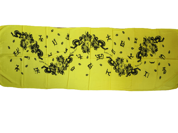 Pareo Corto Napohe flores pajaro amarillo / negro 1,75X0,6MTS - Imagen 2