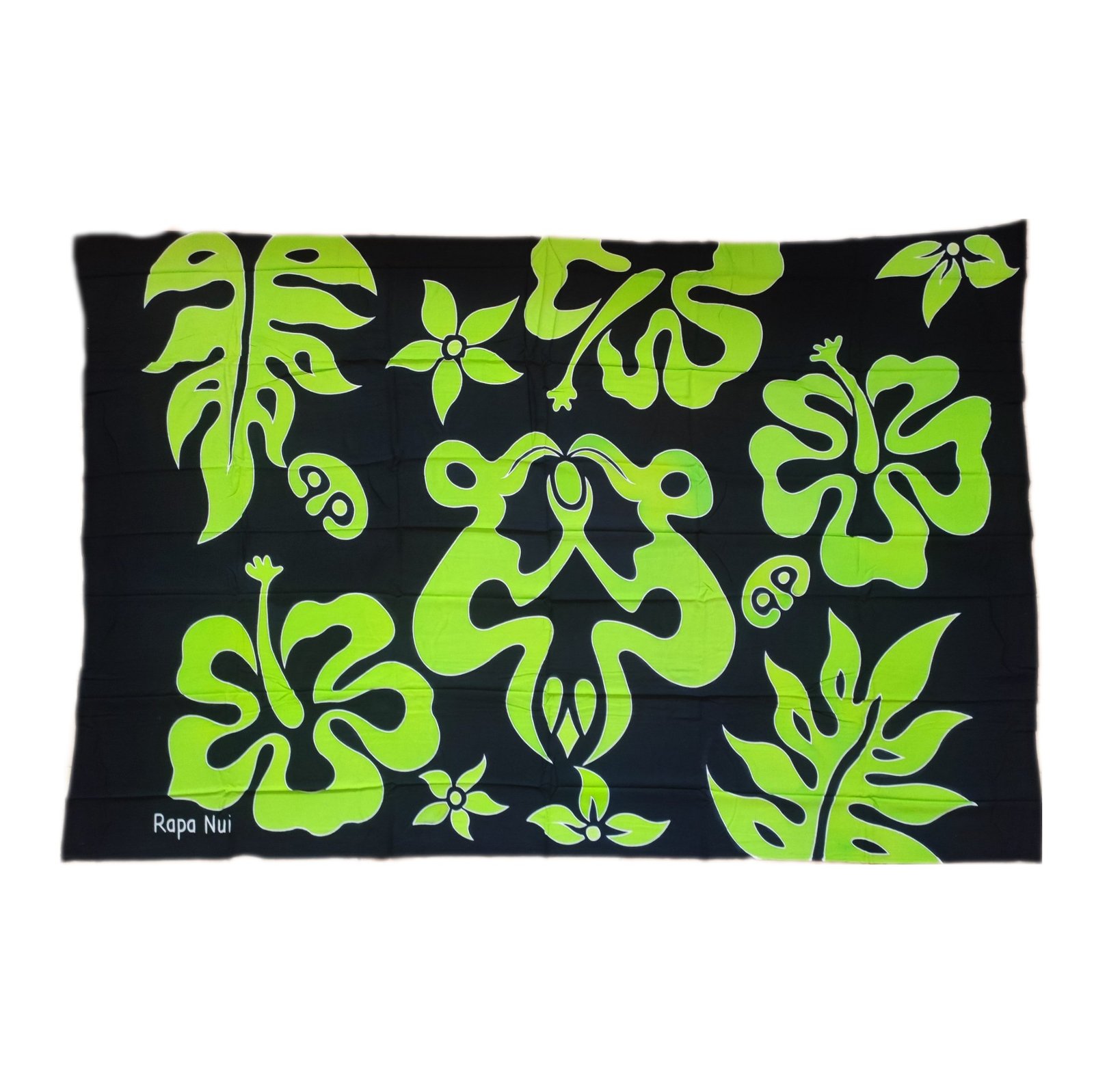 Pareo Negro / manupiri verde Napohe 1,75x1,15mts - Imagen 2