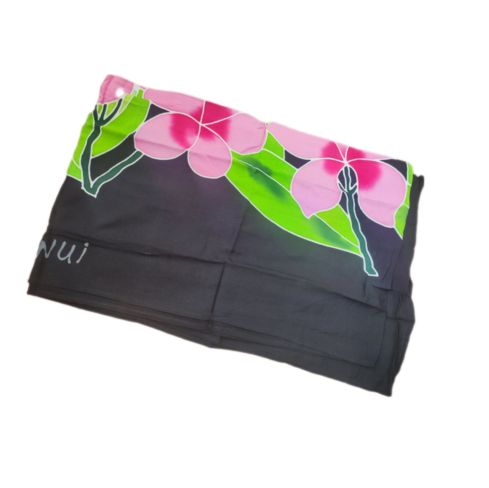 Pareo Corto negro/ tipanie rosada fucsia Napohe 1,75X0,6MTS - Imagen 2