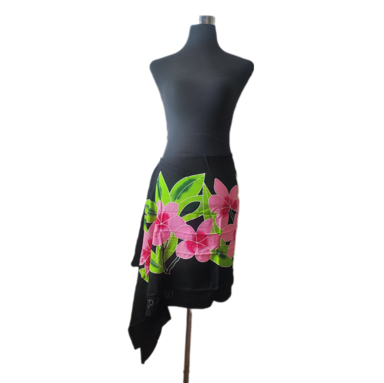 Pareo Corto negro/ tipanie rosada fucsia Napohe 1,75X0,6MTS - Imagen 3