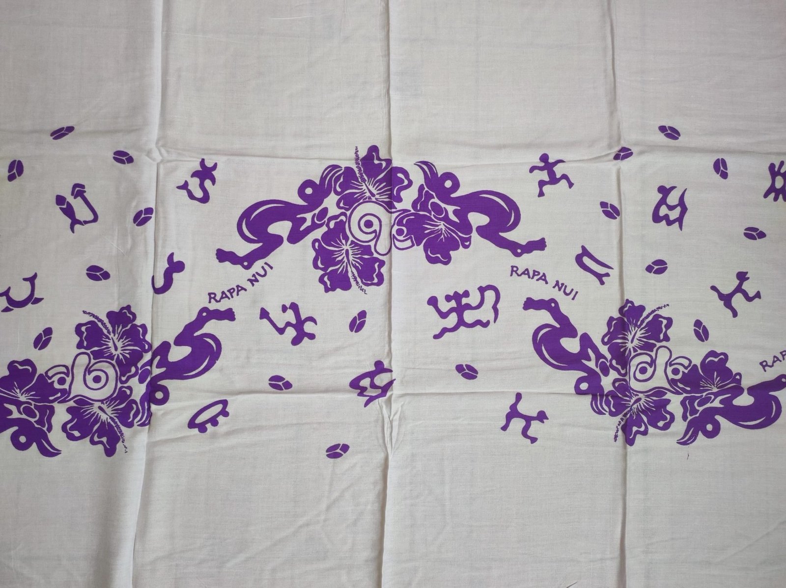 Pareo Corto Napohe flores pajaro blanco / lila 1,75X0,6MTS - Imagen 4