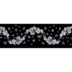Pareo Corto Napohe flores pajaro negro / blanco 1,75X0,6MTS