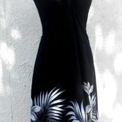 Vestido Mariposa negro L con Tipanie Blanco con gris Polinesico importado  Hawaii