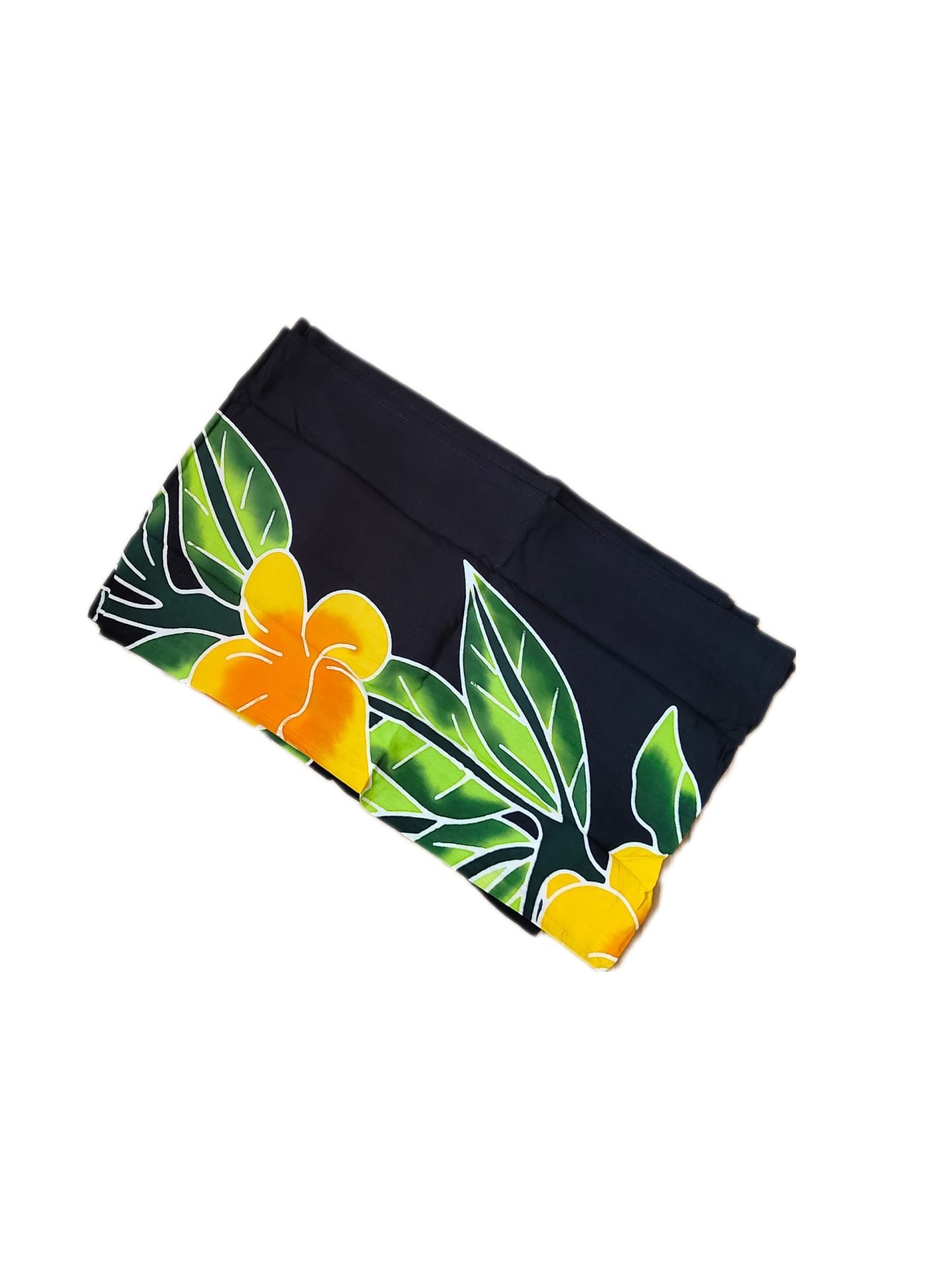 Pareo Corto negro/ flor amarillo naranjo Napohe 1,75X0,6MTS - Imagen 4