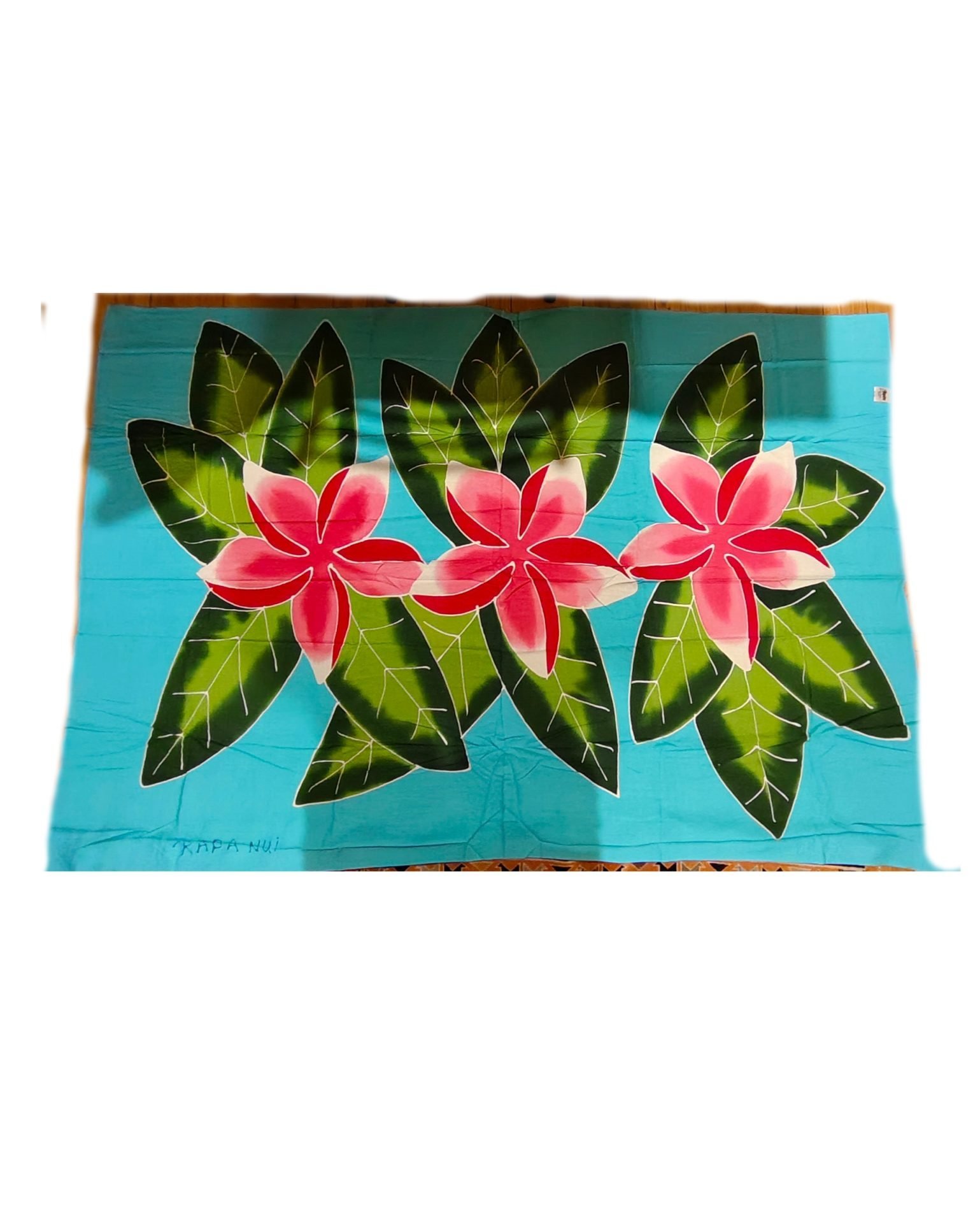 Pareo Celeste con tipanie fucsia Napohe 1,75x1,15mts - Imagen 2