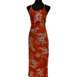 Vestido Marama naranjo con Hibisco blanco napohe