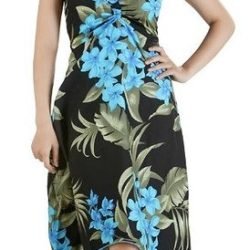 Vestido Mariposa M negro con Tipanie azul Polinesico importado Hawaii