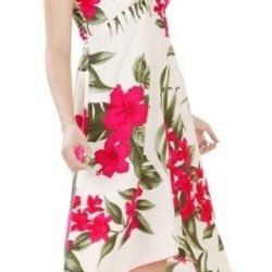 Vestido Mariposa M beige con Tipanie fucsia Polinesico importado Hawaii