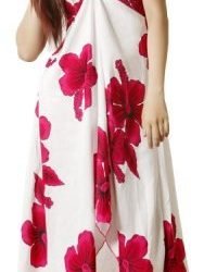 Vestido Mariposa Blanco con Hibisco Fucsia Polinesico importado desde Hawaii