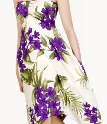 Vestido Mariposa XL beige con Tipanie morado Polinesico importado Hawaii