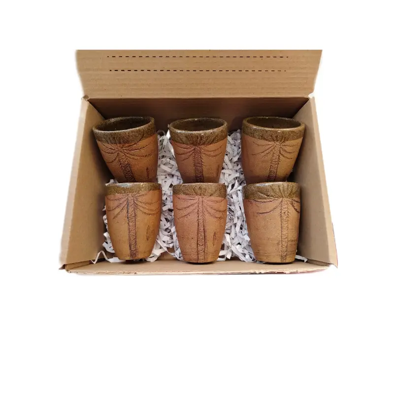 Box Regalo 6 Vasos Rusticos Cerámica Pewen - Imagen 2