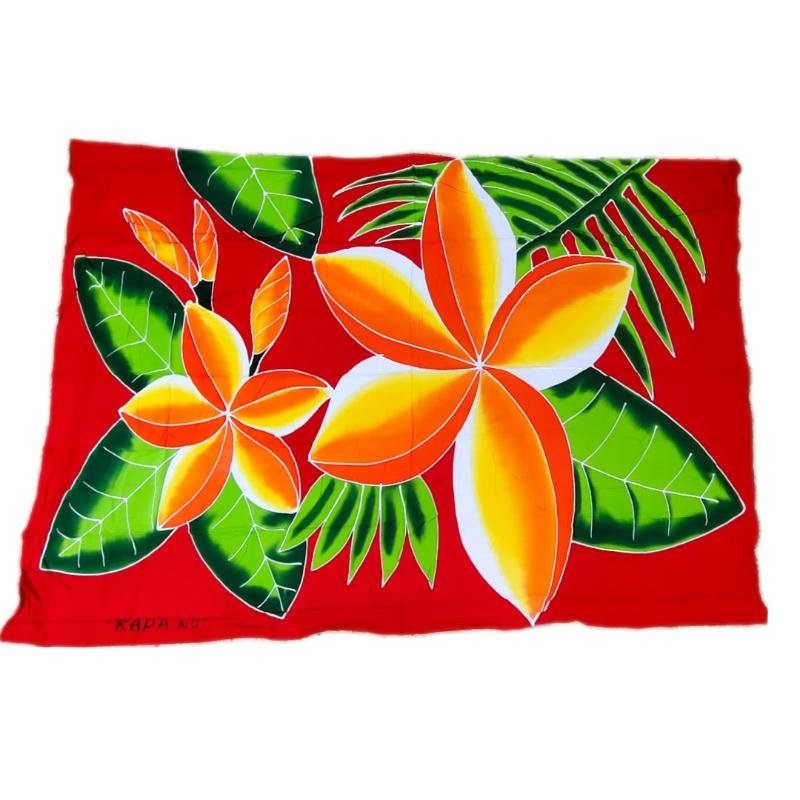 Pareo Rojo con 2 Tipanie Naranja Napohe 1,75x1,15mts