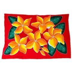 Pareo Rojo con 5 Tipanie Naranja Napohe 1,75x1,15mts