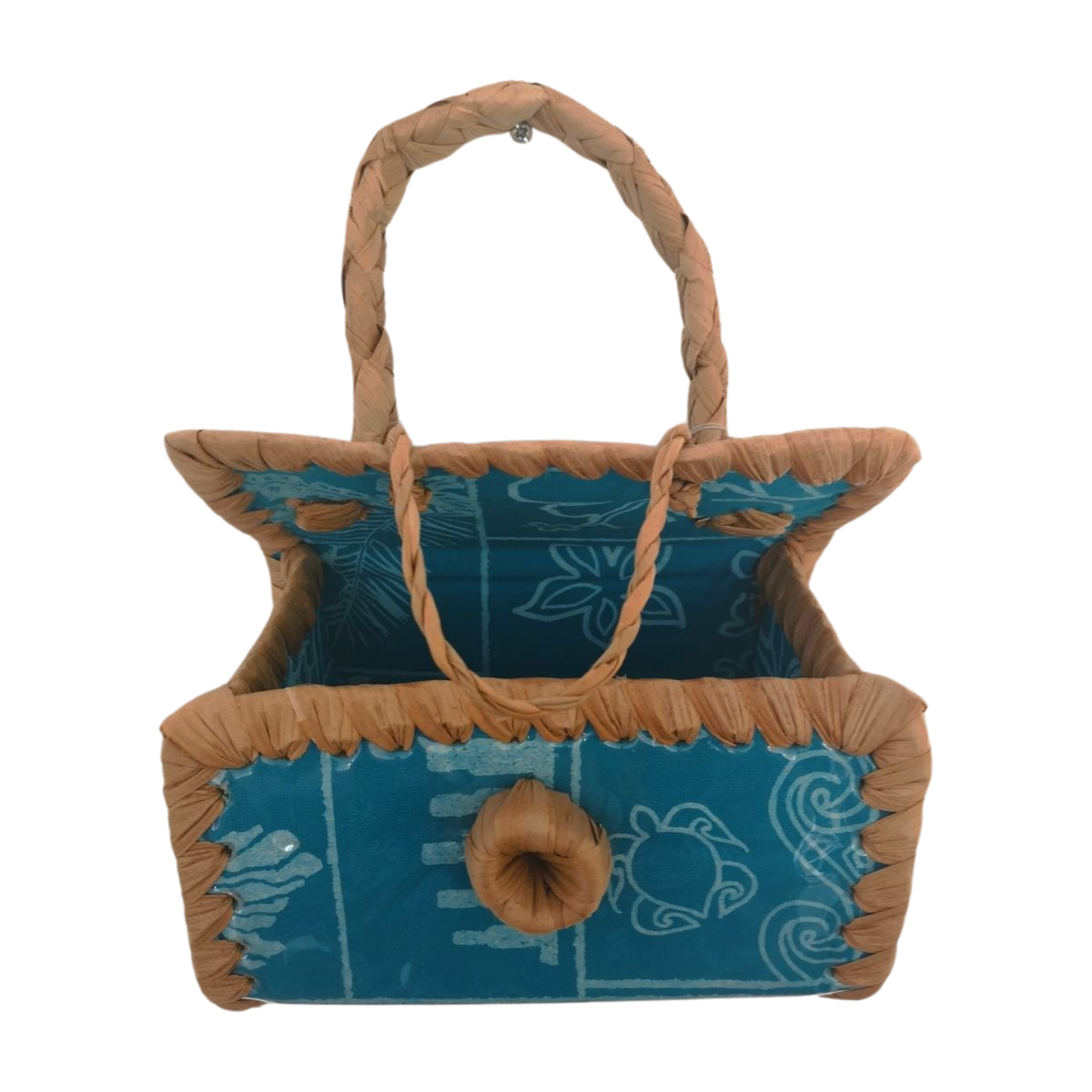 Cartera Fibra de Pandanus Y Tela con tortugas - Imagen 5