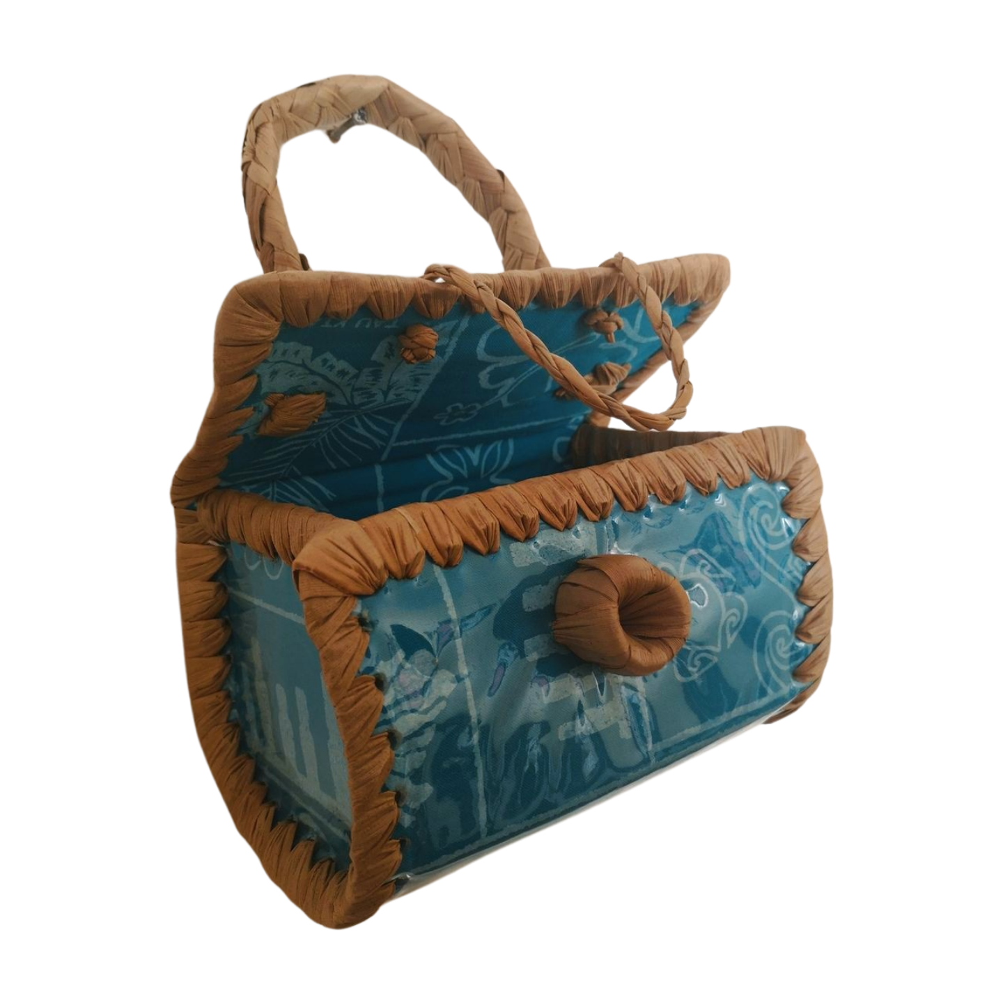 Cartera Fibra de Pandanus Y Tela con tortugas - Imagen 4
