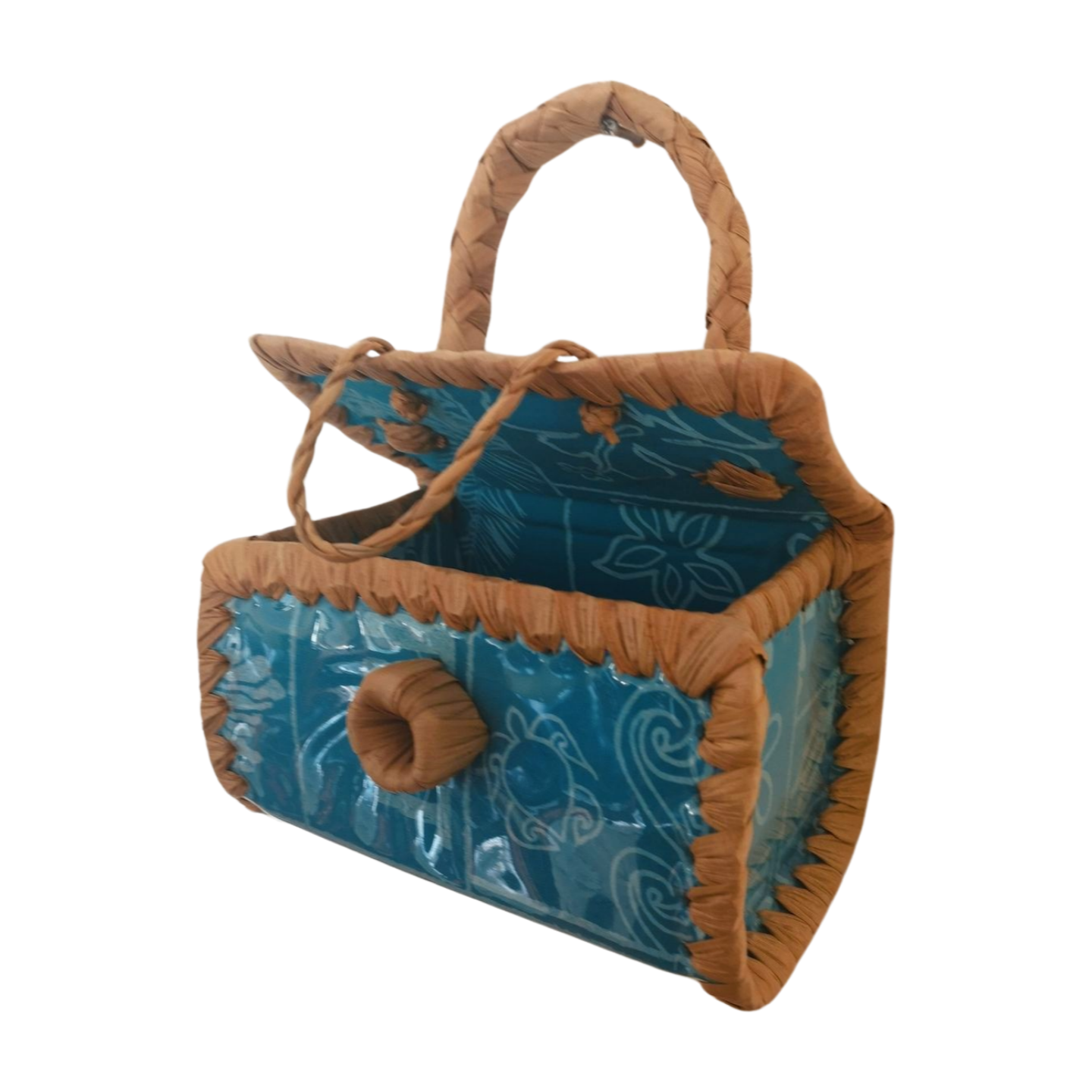 Cartera Fibra de Pandanus Y Tela con tortugas - Imagen 3