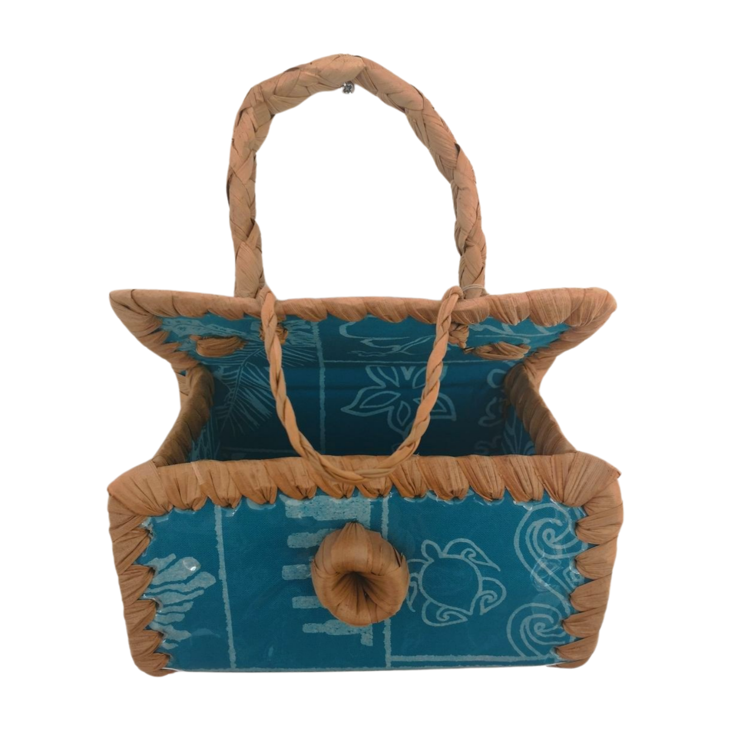 Cartera Fibra de Pandanus Y Tela con tortugas - Imagen 2