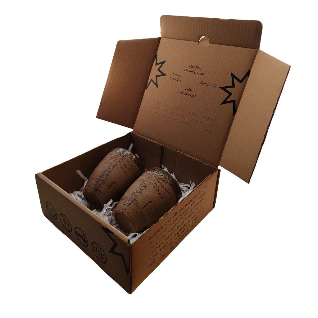 Box Regalo 2 Vasos Rustico Cerámica Pewen - Imagen 4