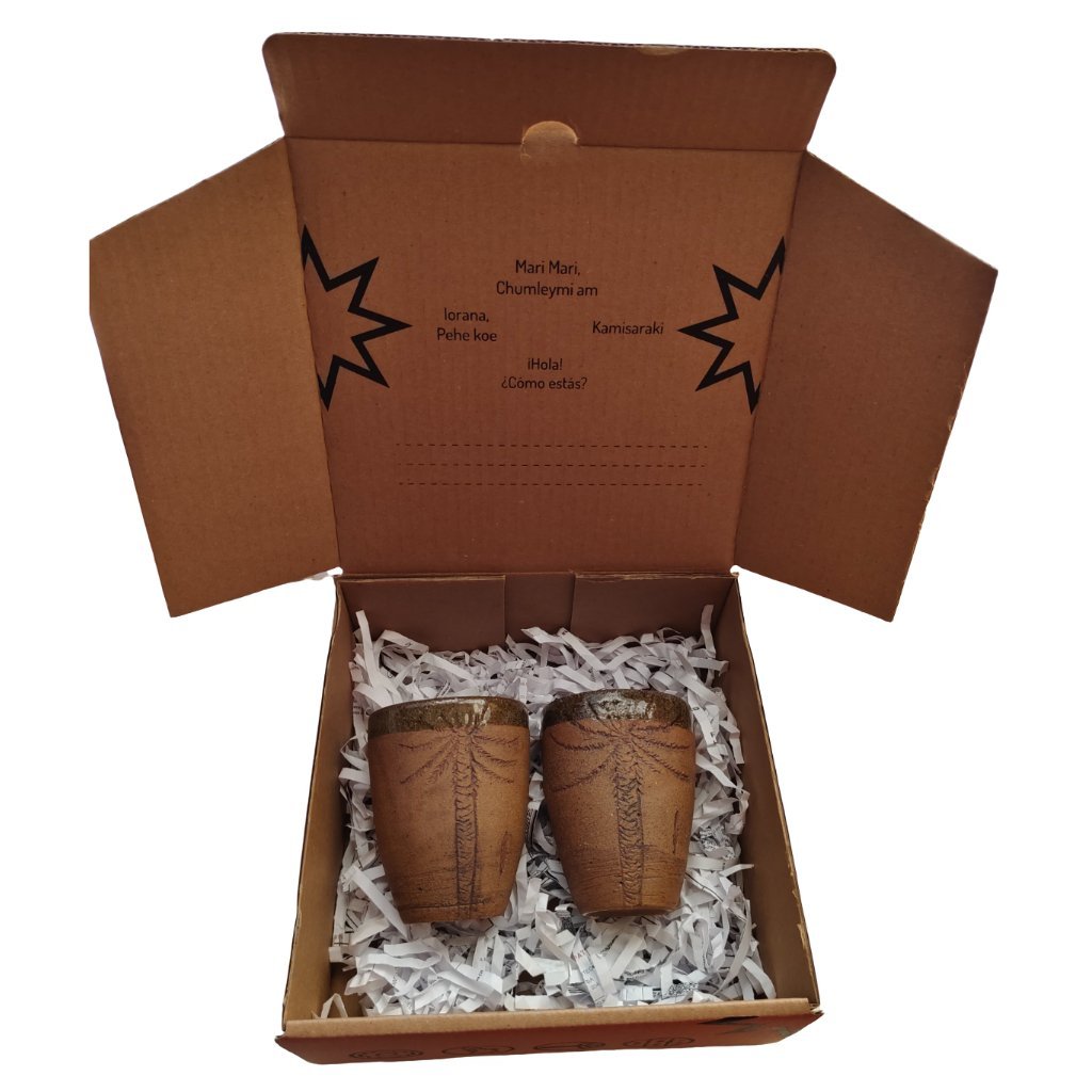 Box Regalo 2 Vasos Rustico Cerámica Pewen - Imagen 5